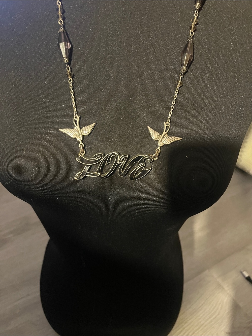 Love Script Bird Pendant Necklace - SilverTONE